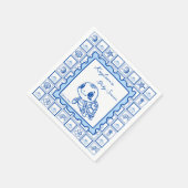 Onder de zeeschildpad retro postzegel monogram servet (Hoek)