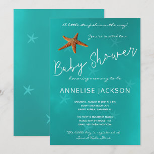 Onder de zeester oceaan blauwe baby shower kaart