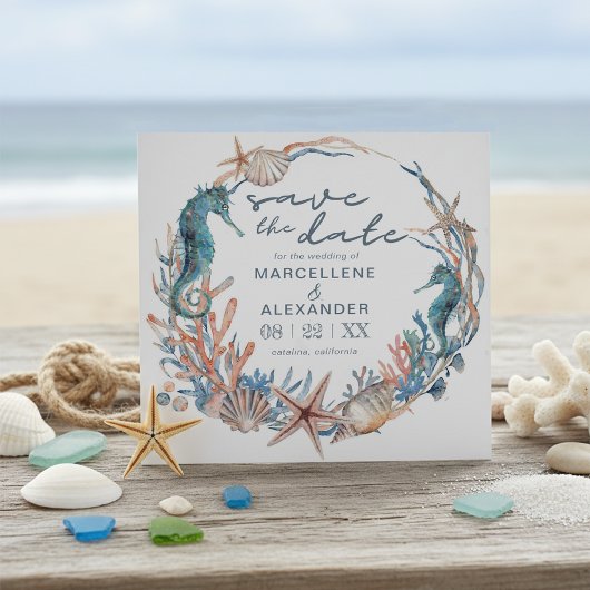 Onder de zeestrand bruiloft save the date