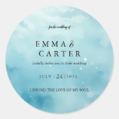 Onder de zeewaterverf bruiloft Elegant schrift Ronde Sticker (Voorkant)