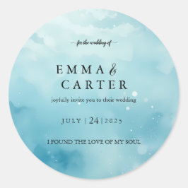 Onder de zeewaterverf bruiloft Elegante schrift Ronde Sticker