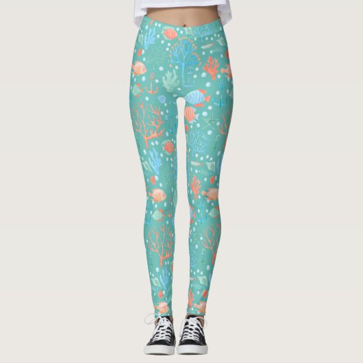Onder de zeewaterverfpatroon leggings (Voorkant)