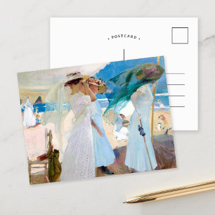 Onder de zonnescherm, Zarauz   Joaquín Sorolla Briefkaart