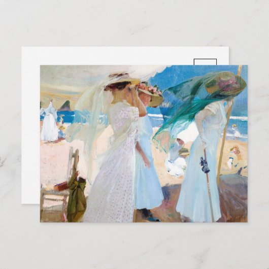 Onder de zonnescherm, Zarauz | Joaquín Sorolla Briefkaart (Voorkant / Achterkant)