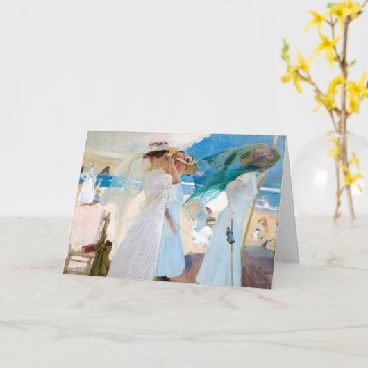 Onder de zonnescherm, Zarauz | Joaquín Sorolla Kaart (Gele Bloem)