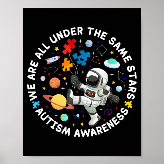 Onder dezelfde sterren Ruimte Autisme Bewustzijn Poster (Voorkant)