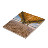 Onder een pier, Beach, Sand, Footprint, Ocean, Sky Tegeltje (Zijkant)