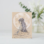 Onder een volle maan kleine zeemeerminnende briefk briefkaart (Staand voorkant)