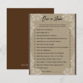 Onder en Over Vrijgezellenfeest Game Informatiekaartje (Voorkant / Achterkant)