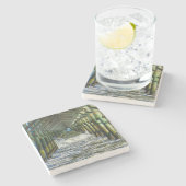 Onder Folly Beach pier Stenen Onderzetter (Zijkant)