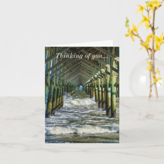 Onder Folly Beach Pier Thinking of You Kaart (Gele Bloem)