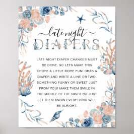 Onder het Baby shower "Late Night Diaper" van het  Poster