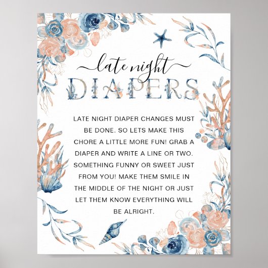 Onder het Baby shower "Late Night Diaper" van het  Poster (Voorkant)