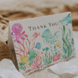 Onder het Baby shower van de Meisjes van het Zee Bedankkaart<br><div class="desc">Leuk onder het Zee dank u nota nemen van kaart voor een neutraal baby shower.  Passende punten beschikbaar in onze winkel.</div>