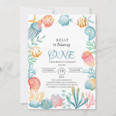 Onder het Baby shower van de Waterverf van de Zee  Kaart (Voorkant)