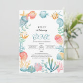 Onder het Baby shower van de Waterverf van de Zee  Kaart (Staand voorkant)