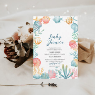 Onder het Baby shower van de Waterverf van de Zee Kaart