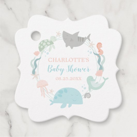Onder het Baby shower van de Zee Bedankjes Labels (Voorkant)