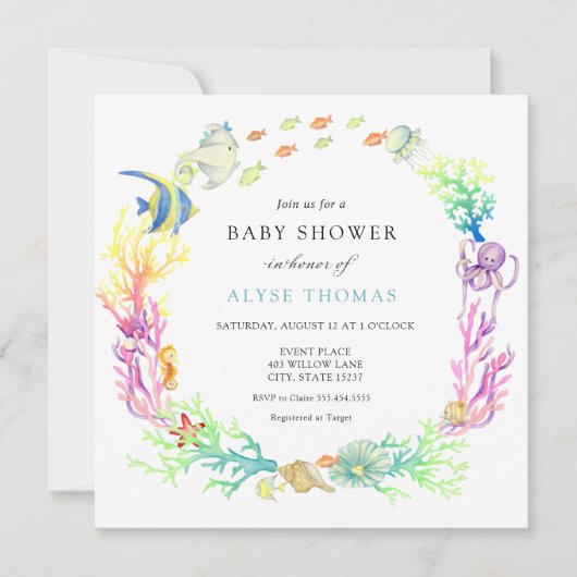 Onder het Baby shower van de Zee Kaart (Voorkant)