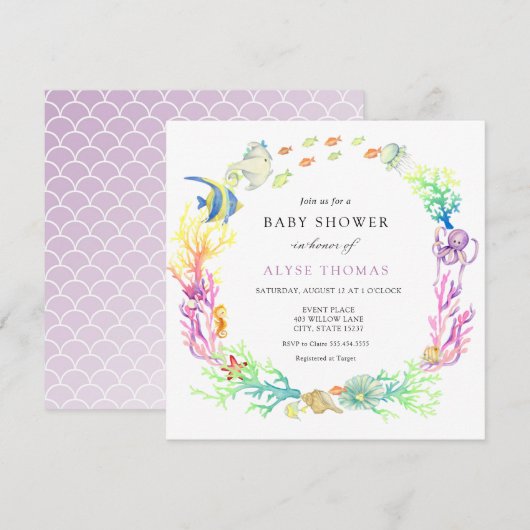 Onder het Baby shower van de Zee Kaart (Voorkant / Achterkant)