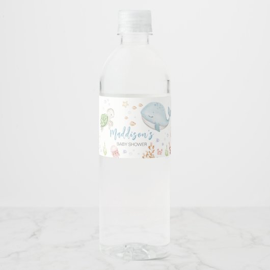 Onder het Baby shower van de Zee Waterfles Etiket (Voorkant)