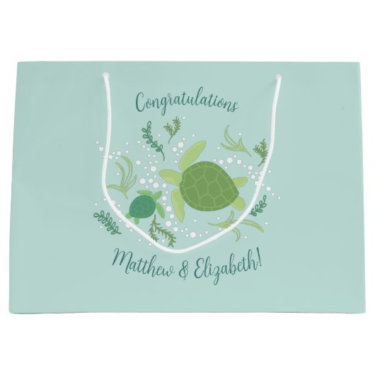 Onder het Baby shower van de Zeeen schildpadden Groot Cadeauzakje (Voorkant)
