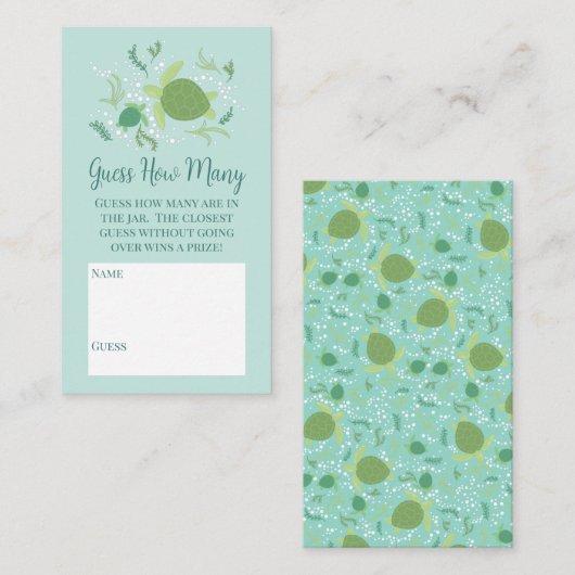 Onder het Baby shower van de Zeeen schildpadden ra Informatiekaartje (Voorkant / Achterkant)