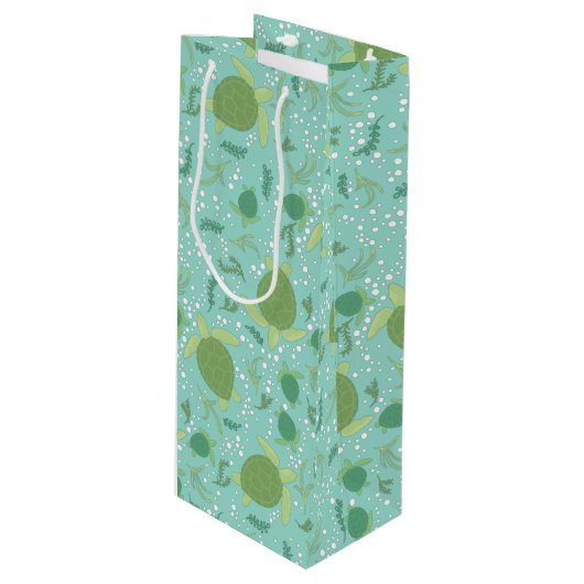 Onder het Baby shower van de Zeeen schildpadden Wijn Cadeautas (Voorkant Gekanteld)