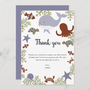 Onder het Baby shower van het Zee Dank u Kawaii Bedankkaart
