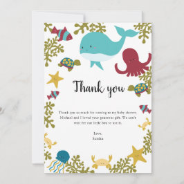 Onder het Baby shower van het Zee Dank u Kawaii Bedankkaart