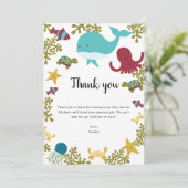 Onder het Baby shower van het Zee Dank u Kawaii Bedankkaart (Staand voorkant)