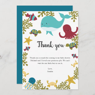 Onder het Baby shower van het Zee Dank u Kawaii Bedankkaart