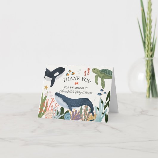 Onder het Baby shower van het Zee Hartelijk dank Bedankkaart (Voorkant)