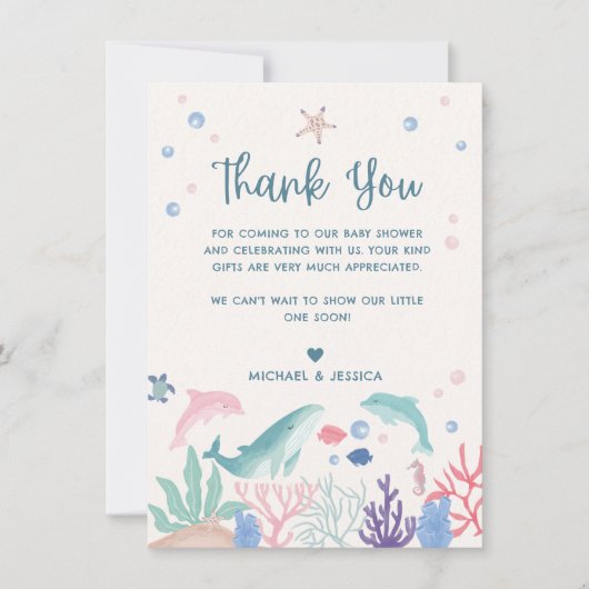 Onder het Baby shower van het Zee Hartelijk dank Kaart (Voorkant)