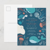 Onder het Baby shower van het Zee nobels Uitnodiging Briefkaart (Voorkant / Achterkant)