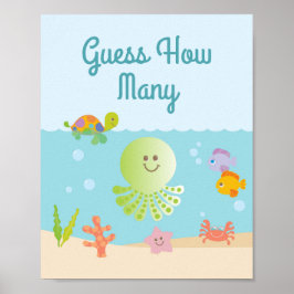 Onder het Baby shower van het Zee, raad eens hoeve Poster