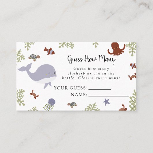 Onder het Baby shower van het Zee raad eens hoevee Plaatskaartje (Voorkant)