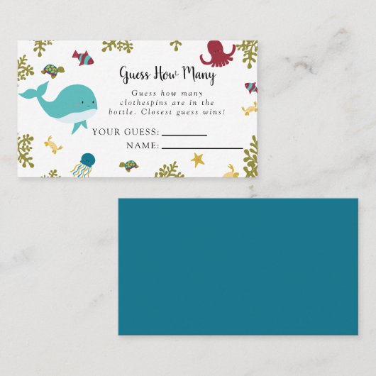 Onder het Baby shower van het Zee raad eens hoevee Plaatskaartje (Voorkant / Achterkant)