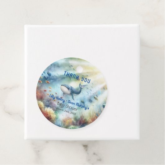 Onder het Baby shower Zee Bedankjes Labels (In situ)
