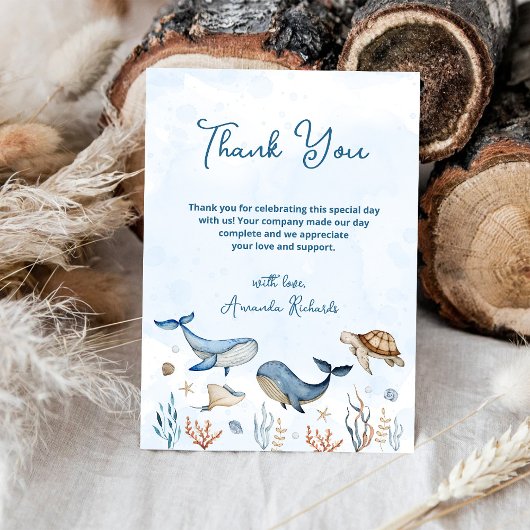 Onder het Baby shower zee Bedankkaart