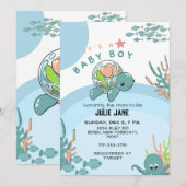 Onder het Baby shower Zee Blauwe Waterverf voor jo Kaart (Voorkant / Achterkant)