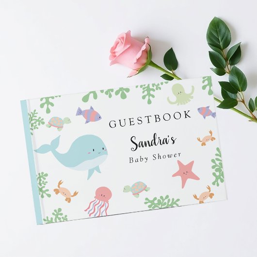 Onder het Baby shower Zee Cute Custom Pastel Gastenboek