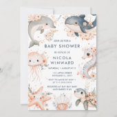 Onder het Baby shower Zee Dieren Kaart (Voorkant)