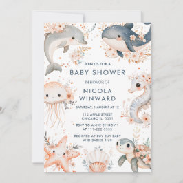 Onder het Baby shower Zee Dieren Kaart