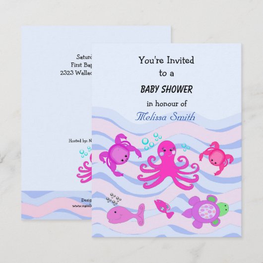 Onder het Baby shower Zee Kaart (Voorkant / Achterkant)