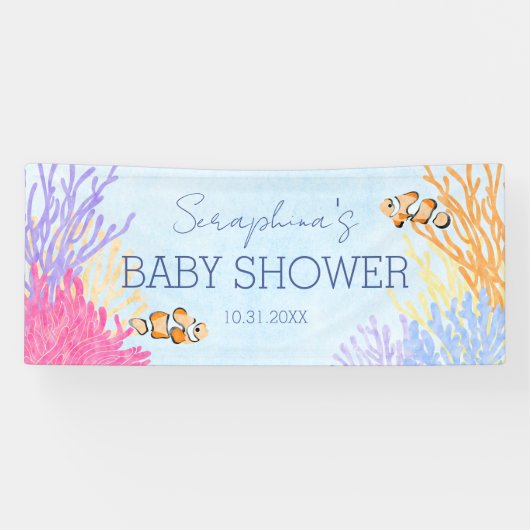Onder het Baby shower Zee koraalrif Spandoek (Horizontaal)