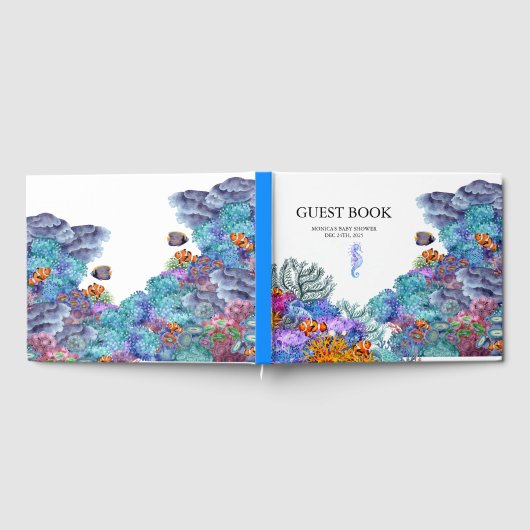Onder het Baby shower Zee Nautische Waterverf Gastenboek (Volledig)