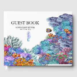 Onder het Baby shower Zee Nautische Waterverf Gastenboek