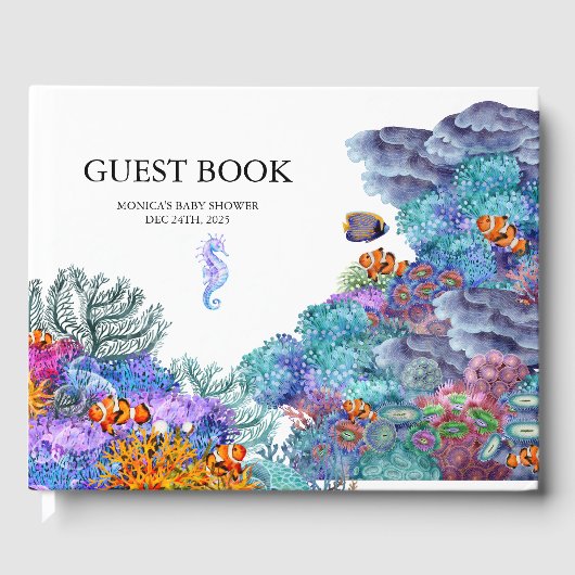 Onder het Baby shower Zee Nautische Waterverf Gastenboek (Voorkant)
