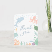 Onder het Baby shower Zee Ocean Animals Bedankkaart (Voorkant)